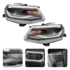 For 2016-2022 Chevy Camaro HID Xenon Headlights LED DRL Headlamps Pair Set LH+RH
