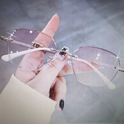 Lesebrille 2,5 Damen Glitzernd Randlos Silberfarben Sechseckig Modisch