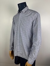 Alexander McQueen Men's Skull Dress Shirt Long Sleeve Striped Size 48 Blue