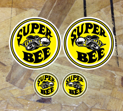 Super Bee Vinyl YELLOW Reverse Facing Decal Sticker Window  4 for 1 Small sizes