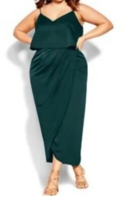 city chic green dress Princess Polly Women's Frederica Plunge Neck Maxi Dress - Green main image 1