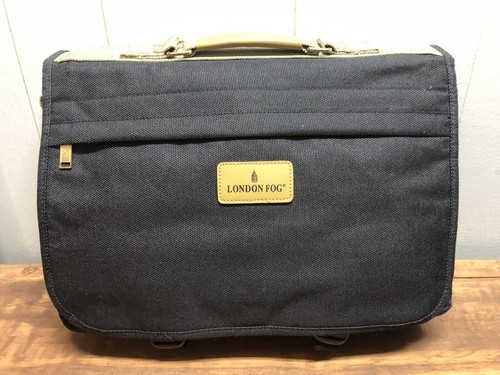 Buckle London Fog Black & Tan Computer Travel Luggage Bag w/ Opti Strap 12 x 16