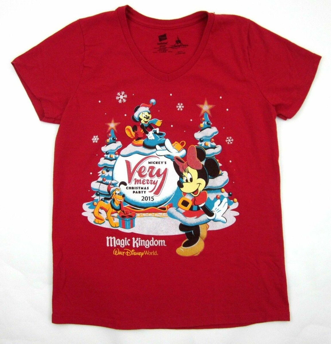 Disney 2015 MVMCP Mickey Very Merry Christmas Party Women Red T-Shirt XL  X-Large