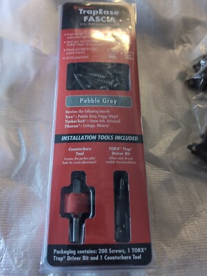 FastenMaster TrapEase Fascia 1 3/4'' Decking Screws Pebble Grey 200 Ct + Tools