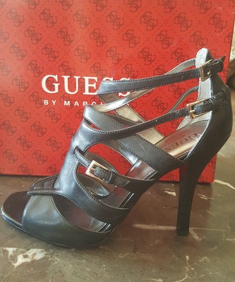 guess black strappy heels