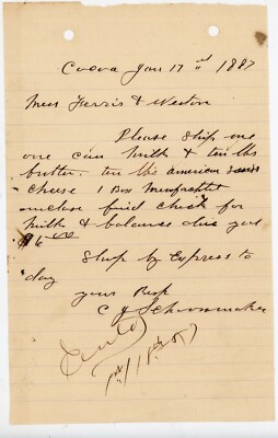 1887 Handwritten Letter % Cocoa Florida Grocery Order Request C Y Schoonmaker