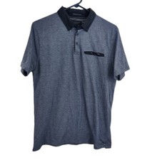 Cactus Man Ricky Singh Dark Blue Brown Trim Polo Shirt Slim Fit Sz L