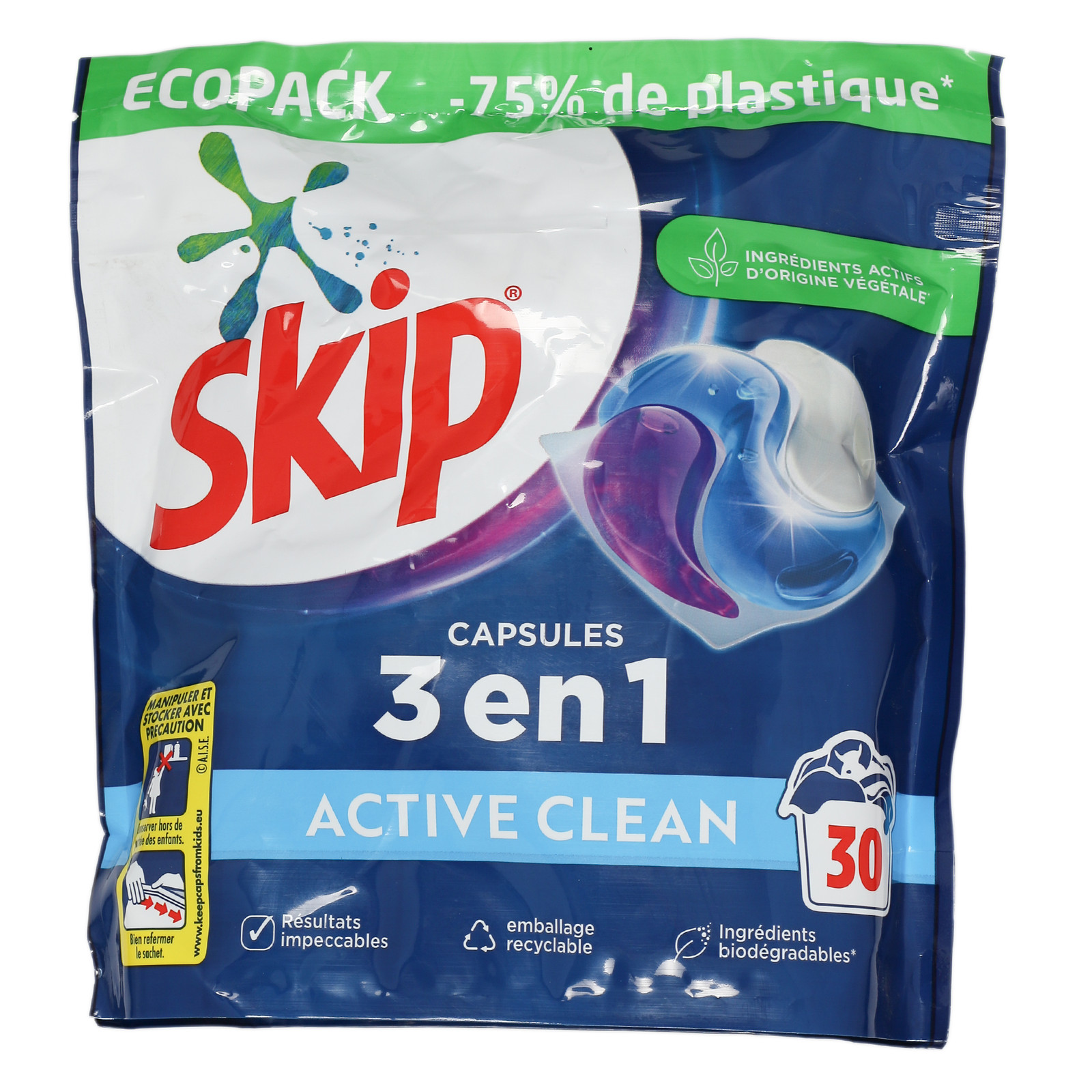Lessive liquide Skip Sensitive en capsules pour stopper les irritations de la peau de bébé