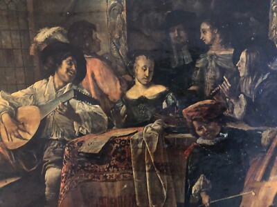 ''Family  Concert''  oil painting laid on wood signed Jan Steen.
