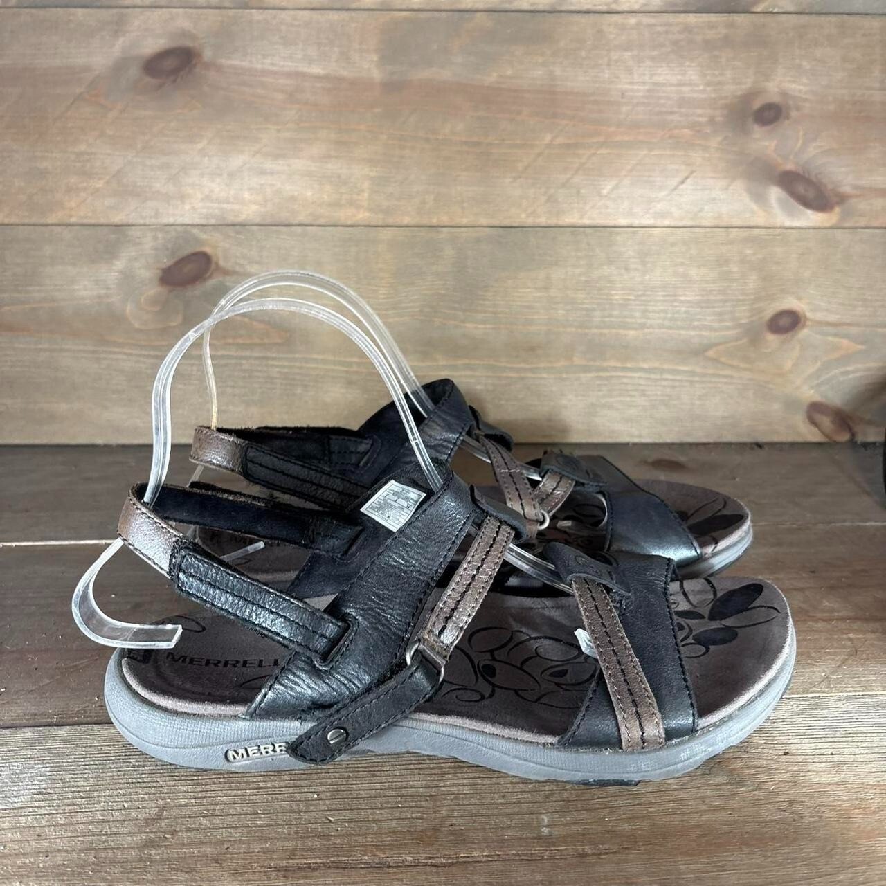 merrell bracken donna taglia 8 scarpe sandali comodi slingback in pelle nera