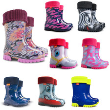 Demar Toddlers  Kids Boys Girls Wellies Rain Boots Warm Lined Wellington Boots