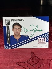2019 Panini Elite Daniel Jones Pen Pals GREEN INK ON CARD Auto Rookie RC Auto