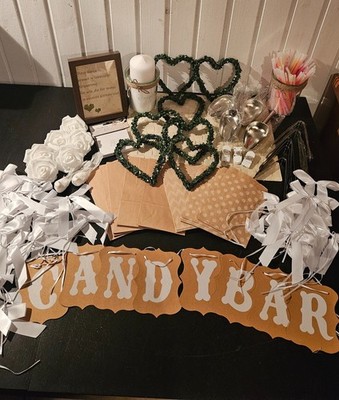 Hochzeit - Deko - Candy Bar Deko - Kerze, Herzen, Schleifen u.s.w