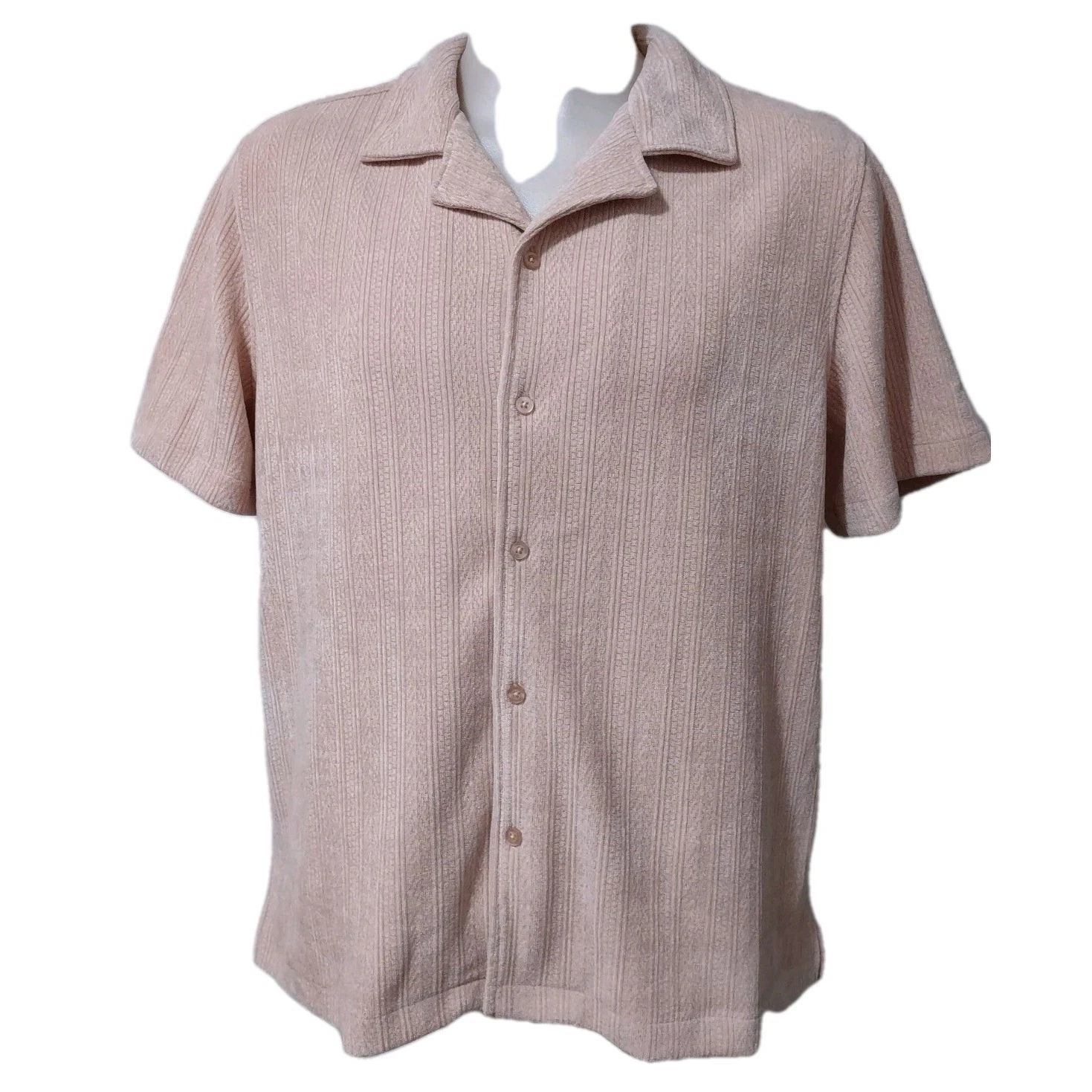 Premise Shirt Men's Size XLarge Peach Stripe Beach Resort Button Up Stretch Soft