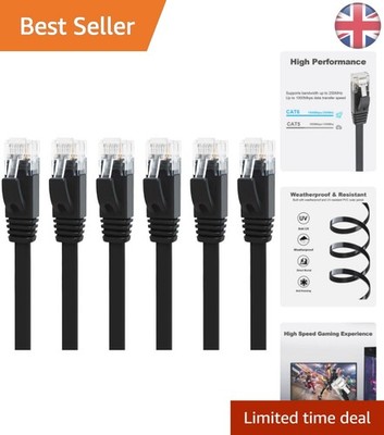 6er Pack 2m CAT 6 Ethernet Kabel, High-Speed, wetterfest, leichte Bauweise