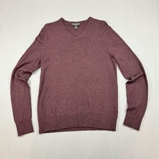 Banana Republic Men's Merino Wool Burgundy V-Neck Pullover Sweater Size S