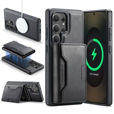 For Galaxy S25 Ultra/S24/S23 Magnetic Detachable Wallet RFID Blocking Stand Case