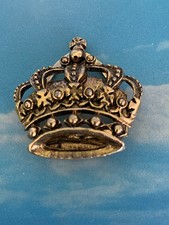 Vintage BRITISH 3D Ornate "CROWN" Brooch Shoe Clip 1.5"