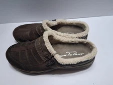 EASY SPIRIT  Exploreza 24 Dark Brown Suede Leather FauxFur Slip-on Clog Size9/12
