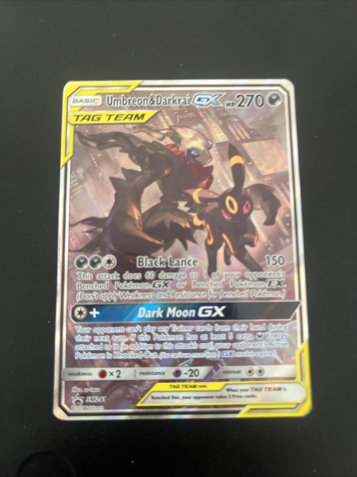 Pokemon TCG English Card Sun & Moon Promo Umbreon Darkrai GX SM241 Full Art HP