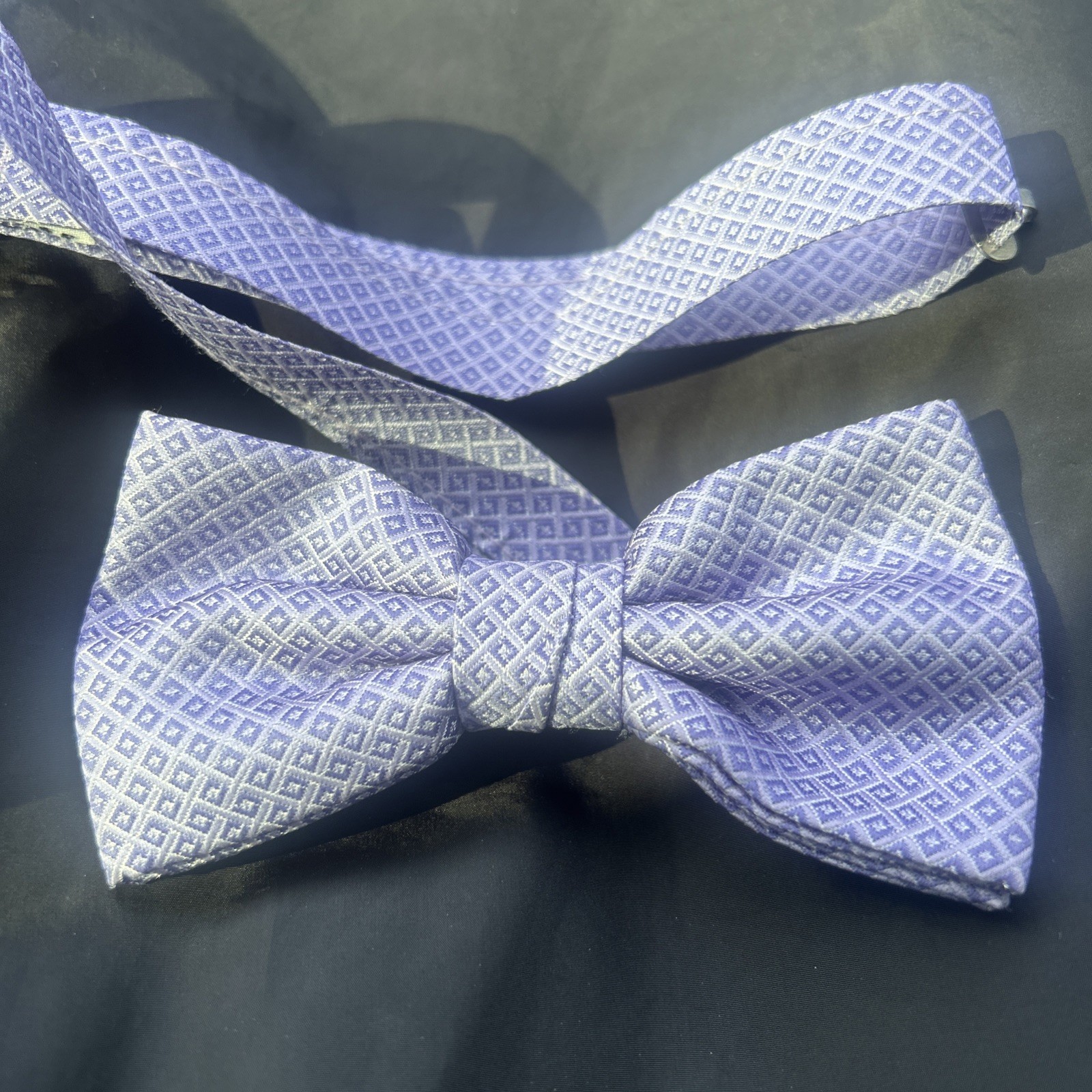 Purple Geometric Bow Tie Patterned Adjustable Nec… - image 1
