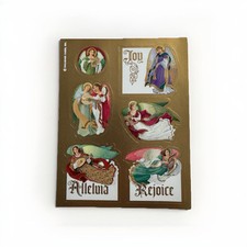 Christmas Angels Stickers Sheet Vintage Hallmark Holiday Joy Gold Rejoice