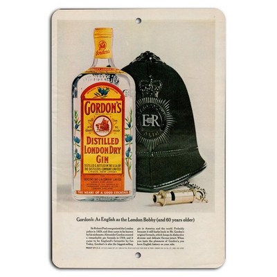 Vintage Gordons Gin Sign Aluminum Retro British Charm Metal Decor