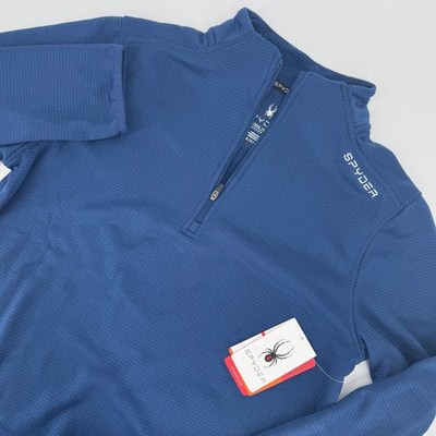 Spyder Mens Quarter Zip Pullover Blue Waffle Grid Fleece Active Top SMF024 New S