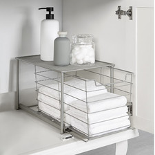 Large Stackable Slide Out Drawer Organizer Metal Stotage Basket