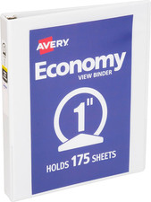 Economy View 3 Ring Binder, 1" Round Rings, 1 White Binder (05760)