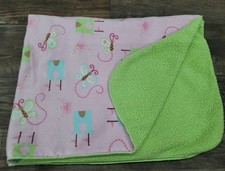 Just Born Pink Princess Baby Blanket Castles Crowns Green Sherpa- READ  