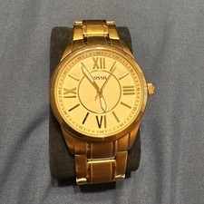 Fossil Quartz Analog Gold-Tone Stainless Steel Bracelet Watch Round Roman Dial