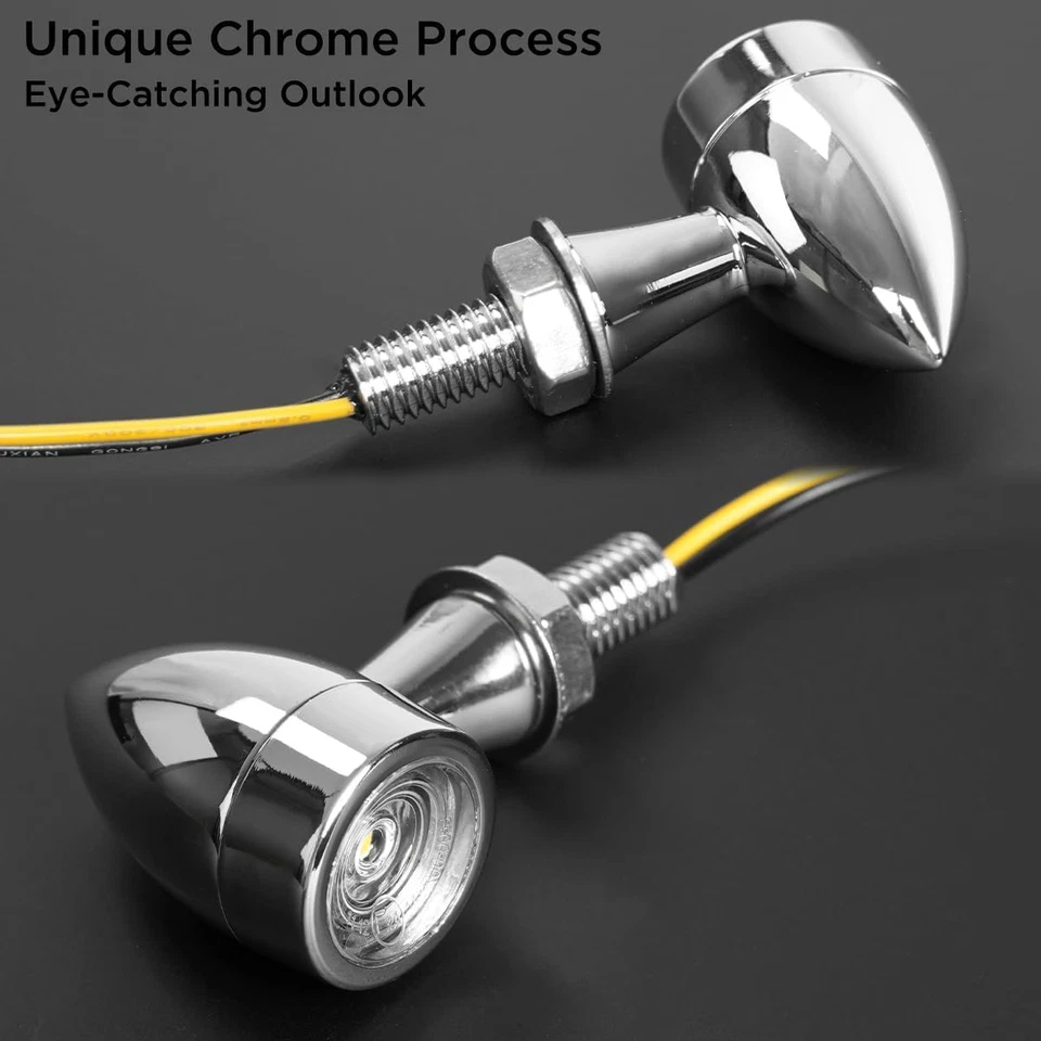 Frecce LED Moto Omologate, 12V 4 Pezzi Cromato E24 Universale Mini Indicatori Di - Immagine 3 di 4