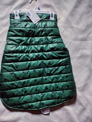 Top Paws Puffer Jacket Small  Green With Blue Dots