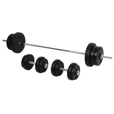 HOMCOM Dumbbell and Barbell Set with 65kg Adjustable Weights, for Home Gym