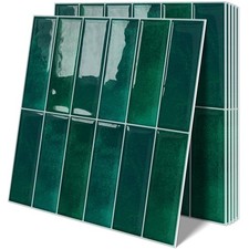 Tiwoos Dark Green Peel and Stick Tile Backsplash Self Adhesive Tiles for Kitc...