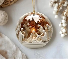 Nativity Christmas Ceramic Ornament Christian Christmas Keepsake