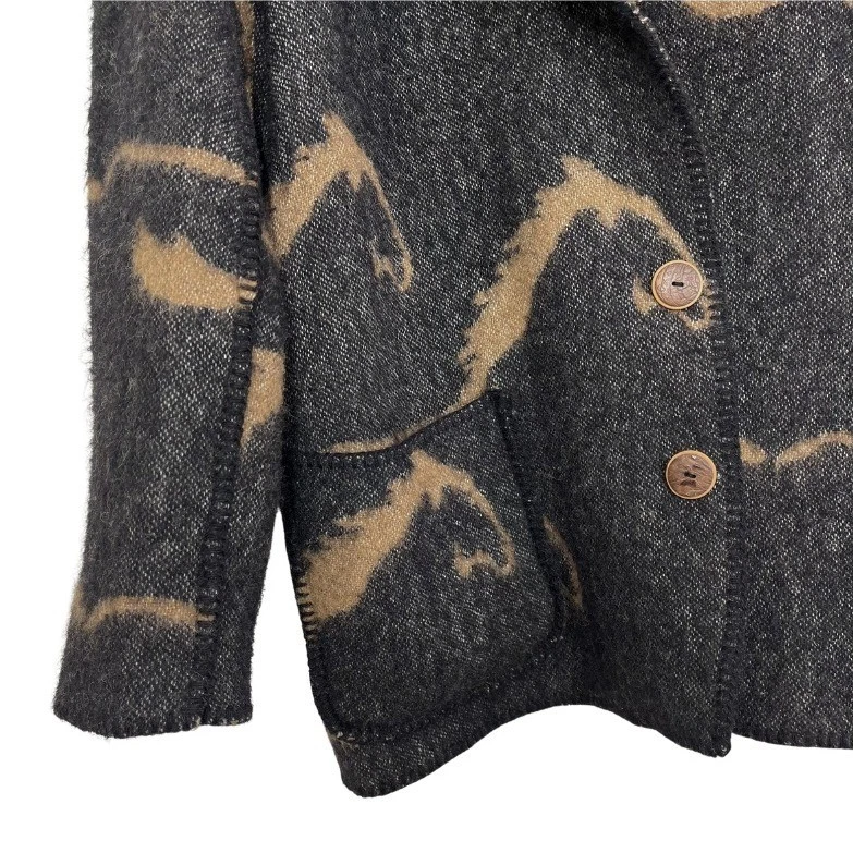 Abrigo Chaqueta de Lana Vintage Estampado de Caballo Robben Alexander New York Gris Tostado Talla L EE. UU. Foto 4 de 4