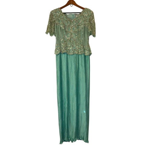 Vintage George F. Couture Gown Women’s 6 Silk Blend MOB Glass Beaded Prom Dress