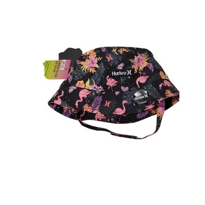 Hurley Bucket Hat Boy 2-4T Black Pink Flamingo Tropical UPF 50+ Beach Unisex NEW