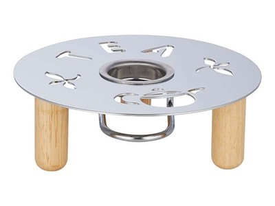 Cha Cult Stövchen Tea Teewärmer Teelicht Teekanne Metall Holz Ø 17 cm silber