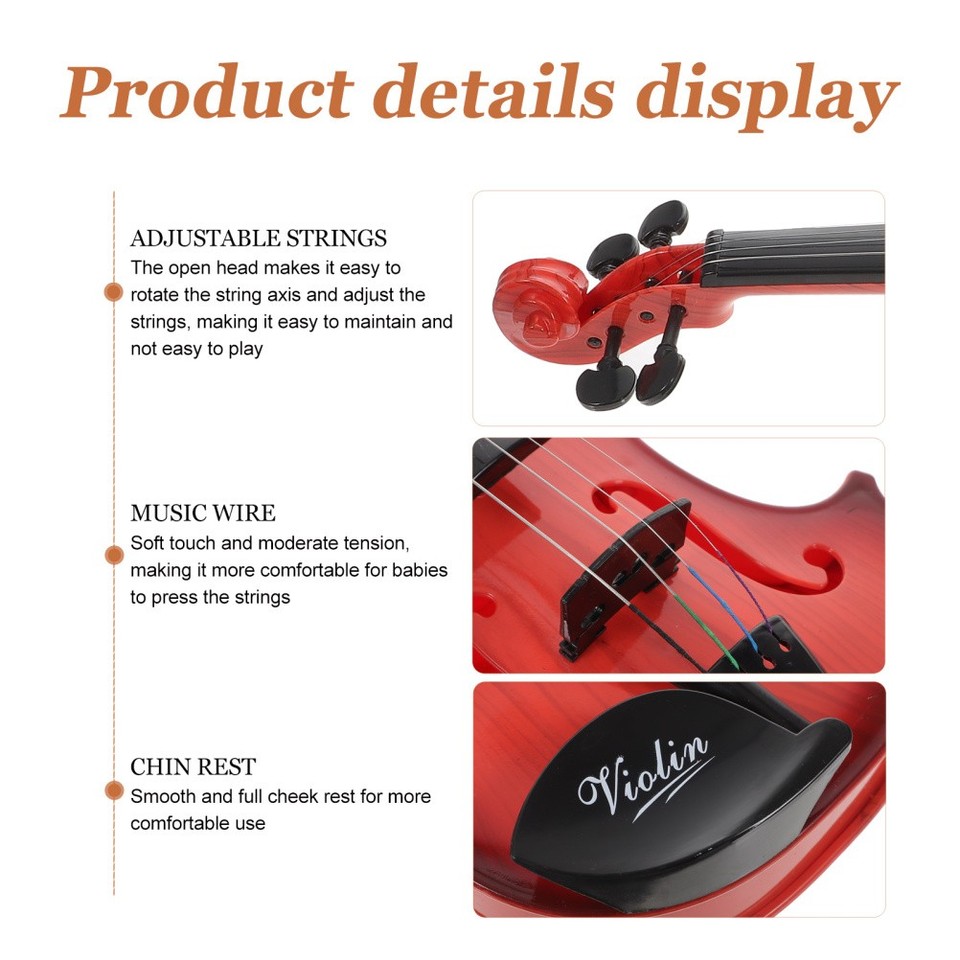 Children Violin Toy Simulated Violin with Strings and Bow Musical ...