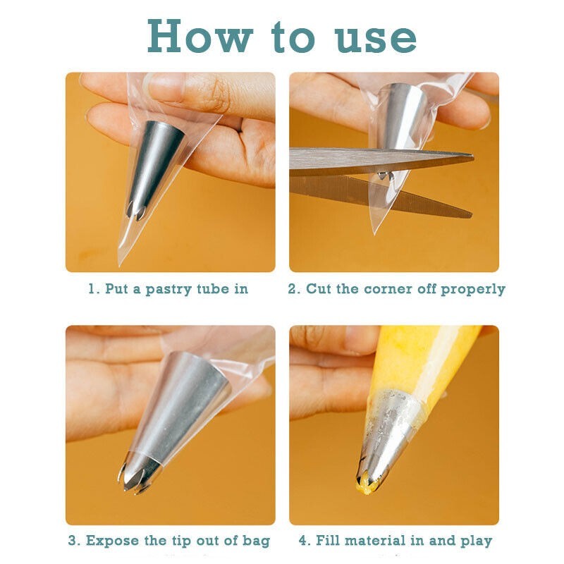 200PCS Piping Bag  Cake Master Cream Decorating Pastry Cookie Tool Disposable