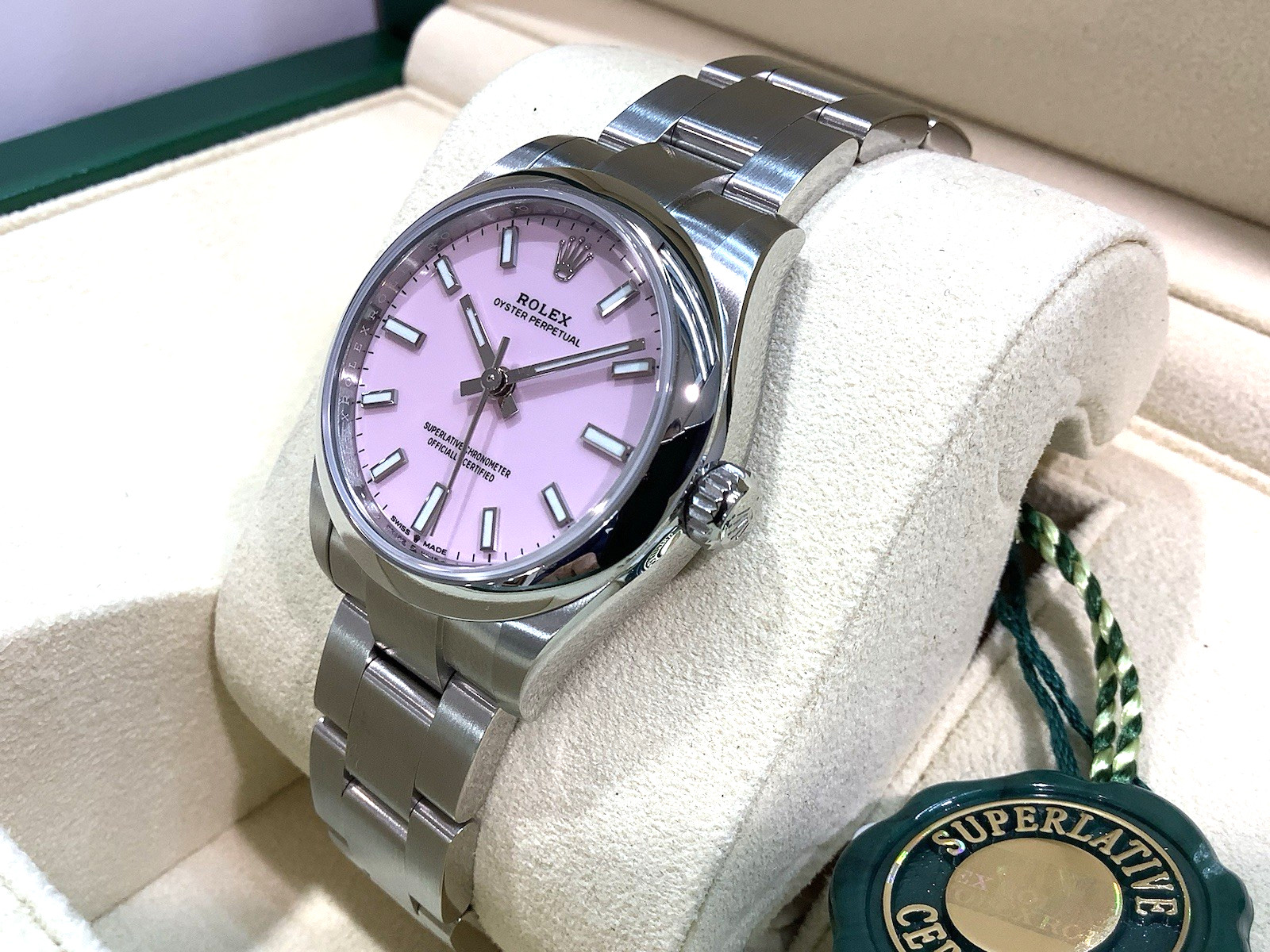 ROLEX 277200 Oyster Perpetual CANDY PINK 31mm Complete Set & Both Tags Still NIB image 4