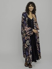 Natural Life Camila Kimono Womens L / XL Dark Floral Boho Festival Whimsy New