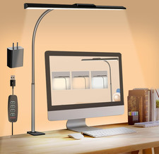 Litren Clip on Desk Lamps for Office Home, Desk Lights with Clamp with 3 Light M