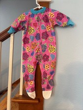 Vintage Circo footed pajamas sleeper zipper hearts floral 12 mths colorful 1t
