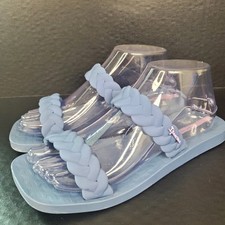 Ipanema Mujer Fiebre Slides Doble Trenzado Correas Talla 8 Azul Gris Goma Suave