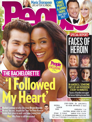 People Magazine August 21, 2017 Rachel Lindsay & Bryan Abasolo Faces of Heroin
