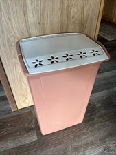 Vintage Rubbermaid 2395 Pink 13 Gal Trash Can White Floral Swing Top Lid 1970s